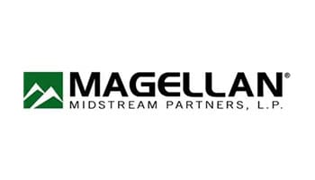 A black and white photo of the logo for magella midstream partners.